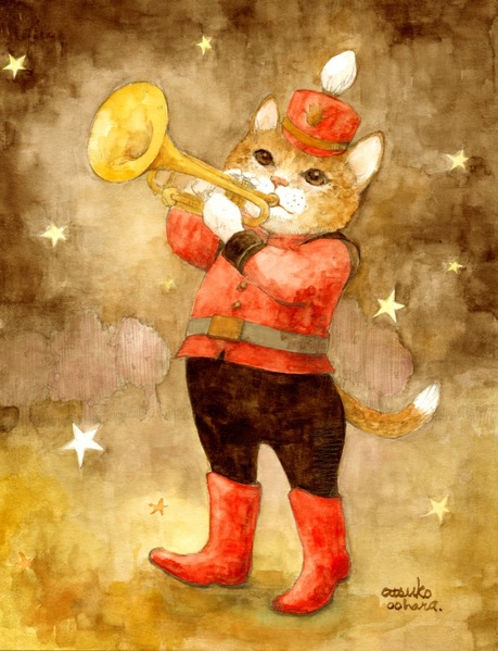 トランペット吹きの猫」 by Anko O.｜Artmeter｜暮らしを彩る
