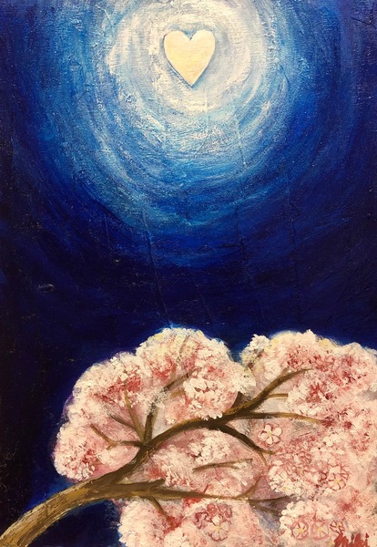 油絵 花びらたち 抽象画