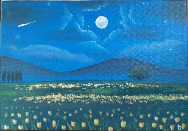 風景画 夜の花畑 白薔薇 Art Meter 風景画 夜の花畑 白薔薇 Art Meter