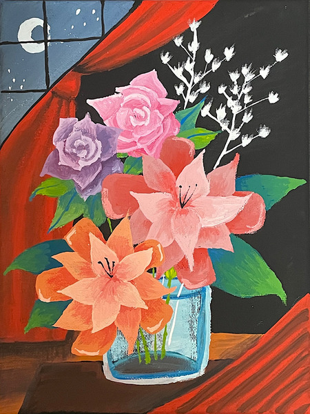ガラス瓶の花