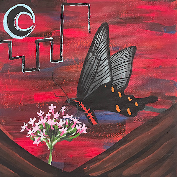 赤い空の黒蝶