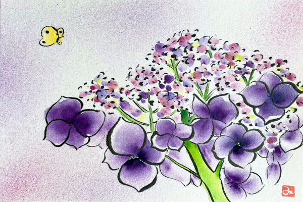 ガクアジサイ(額紫陽花)」 by nana｜アート・絵画の販売(通販)サイト Artmeter 国内最大級のインディーズアート専門マーケットプレイス
