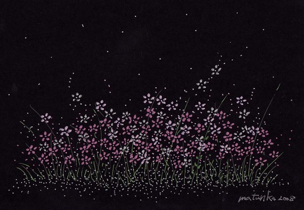 空想 幻想画 夜の花畑 茉莉花 Art Meter