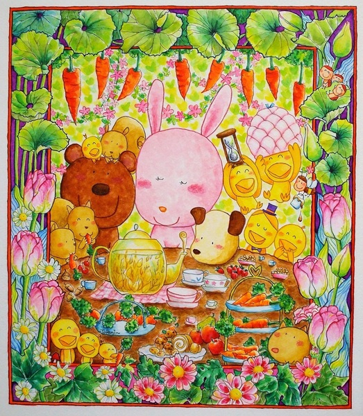 植物画 うさぎさんのお茶会 Takemi Art Meter