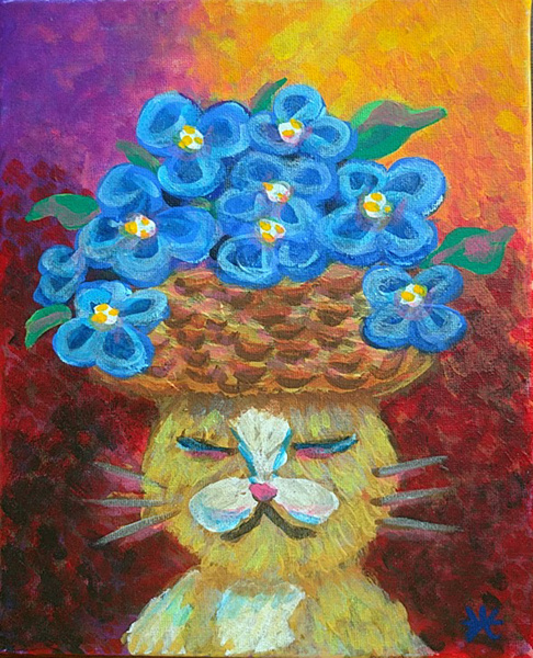 花アフロの猫