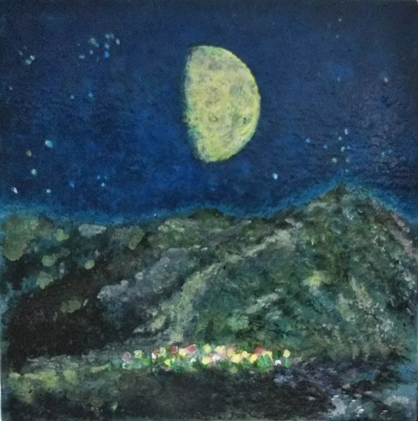 欲しいの 風景画 F3 月夜の藤】アクリル画 絵画（月夜」 ころね by 絵画