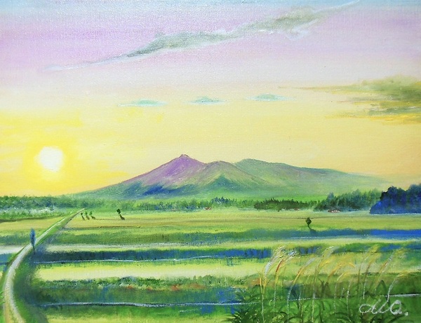 夕焼けの田園風景