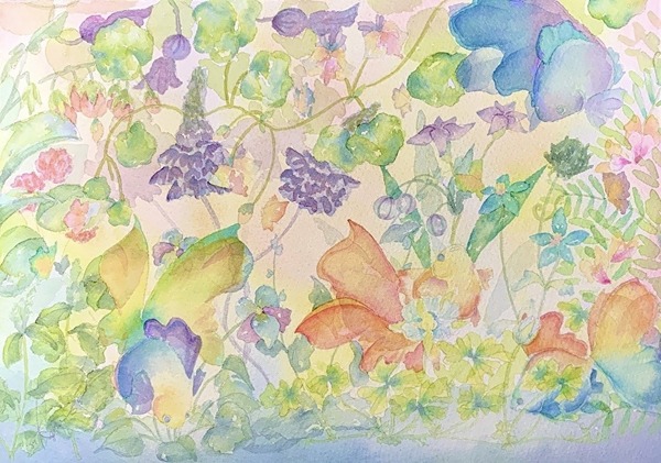 水墨画 日本画 動物 亀 爬虫類 花 額 絵画 作家「Parallel」-
