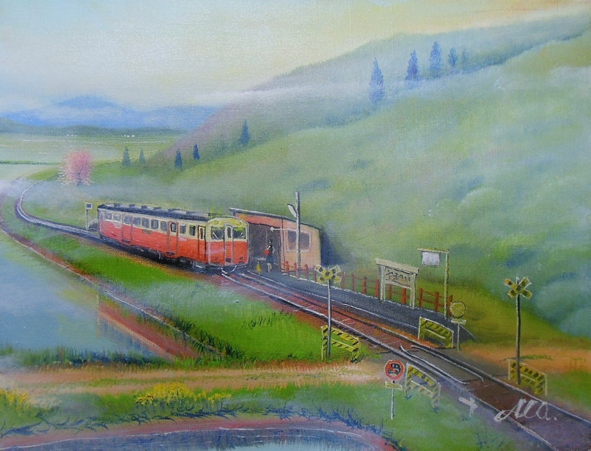 朝靄(もや)のローカル通勤電車