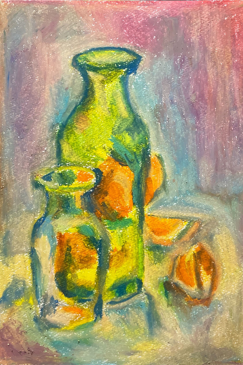 空き瓶とオレンジ