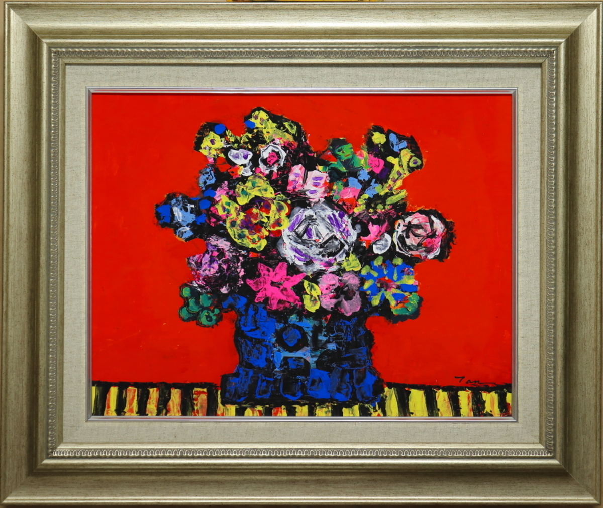 「FLOWER」(NO.2242) 6号F 画紙にアクリル絵の具 額付き