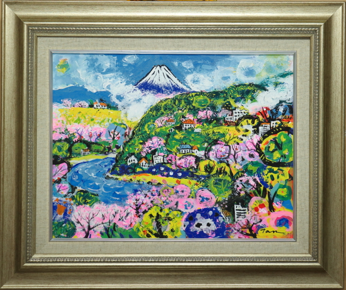 「富 士と桜」(NO.2306) 6号F 画紙(0.5ミリ厚)にアクリル絵の具