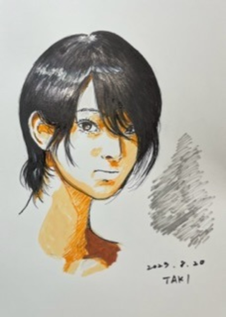 女性斜め 清書