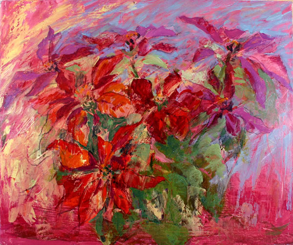 油絵 絵画 【ポインセチア】 ポインセチア」 by ヒトリ｜Artmeter｜暮らしを彩るアートが、きっと