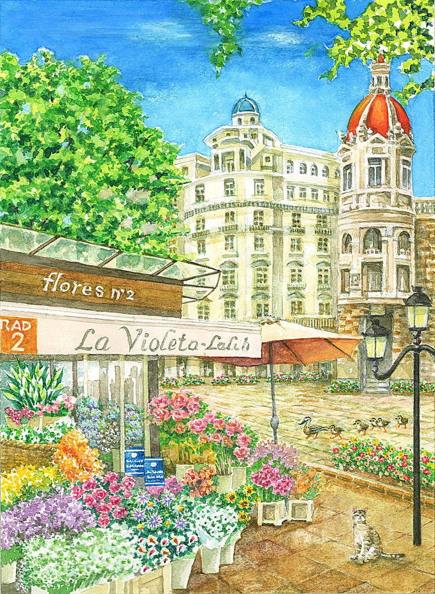 スペインの街と猫03」 by HOZUMI｜Artmeter｜暮らしを彩るアートが