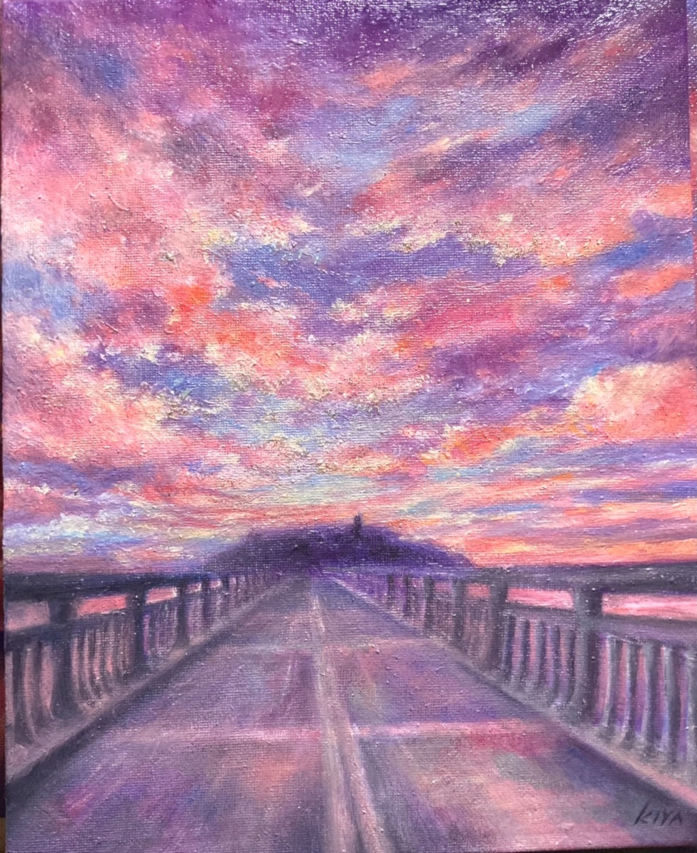 江ノ島橋と薄紅色の空