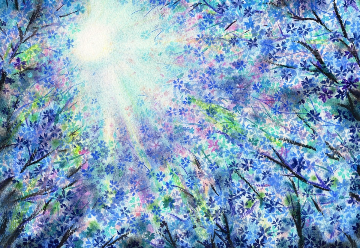 月光青桜、癒しに咲く」 by RAKKO｜アート・絵画の販売(通販)サイト 