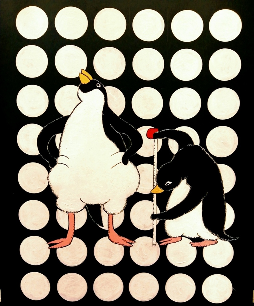 「ペンギン」　室田武　動物画　在銘　額 ペンギンワックス 絵画　日本画　稀少レア ペンギン」 室田武 動物画 在銘 額 ペンギンワックス 絵画 日本