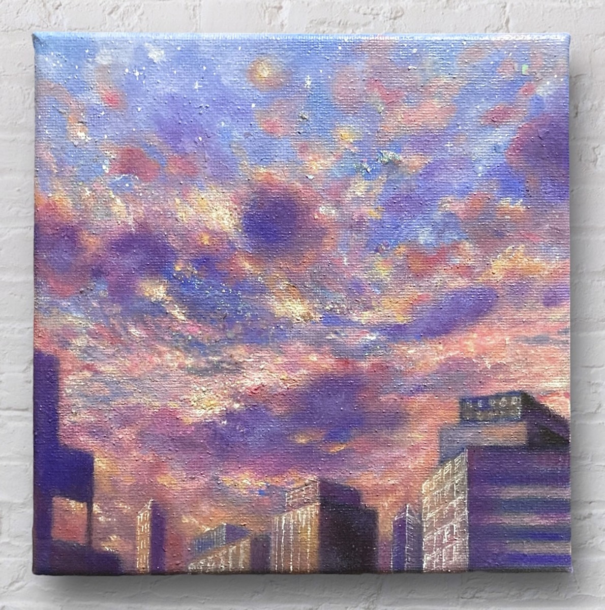 帰り道の夕空(18cm x 18cm)