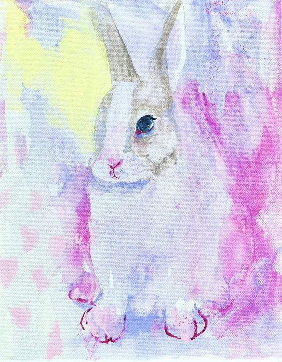 兎 ロップイヤー 宇宙 月 干支 縁起物 原画 現代アート 絵画