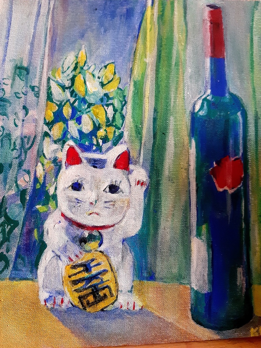 招き猫と瓶