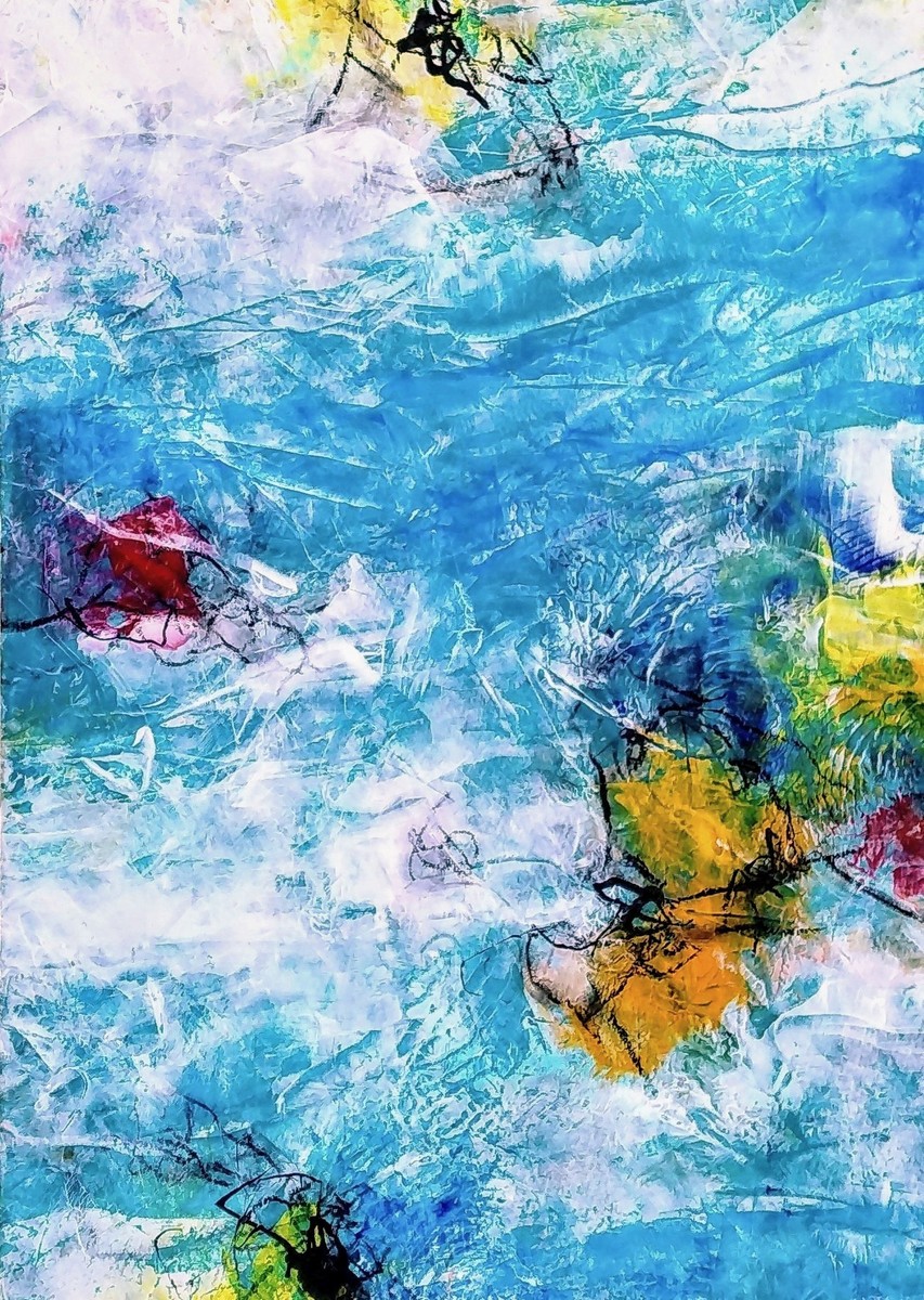 油絵風景画山と川 もて