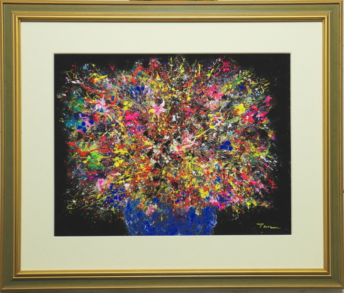 「Flowers」(NO.2420) 6号F ケント紙にアクリル絵の具 額付き