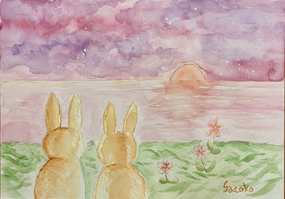 兎 ロップイヤー 宇宙 月 干支 縁起物 原画 現代アート 絵画 兎 ロップイヤー 宇宙 月 干支 縁起物 原画 現代アート 絵画