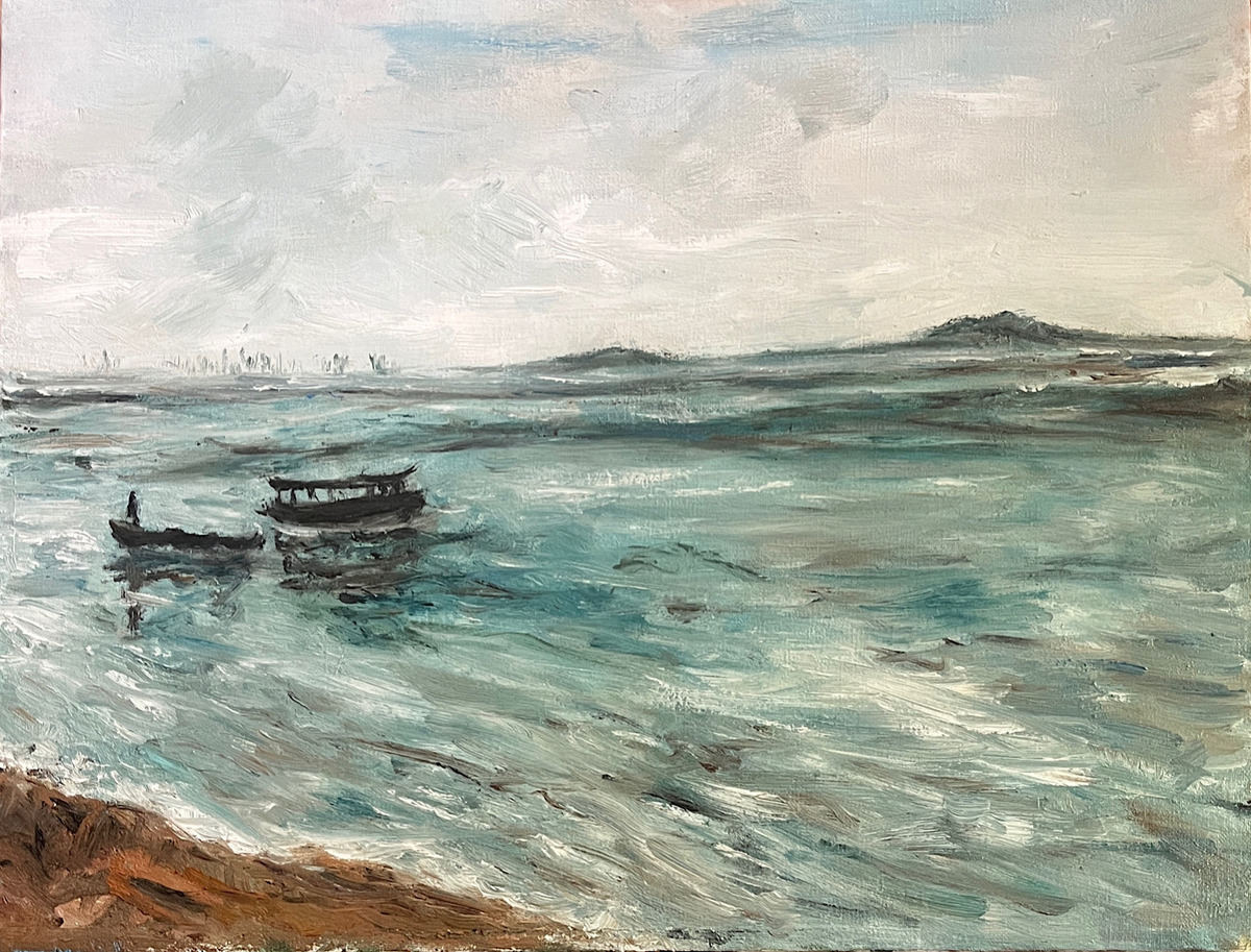 海景画 油彩 ダークブラウンフレーム F6 海景画 油彩 ダークブラウンフレーム F6