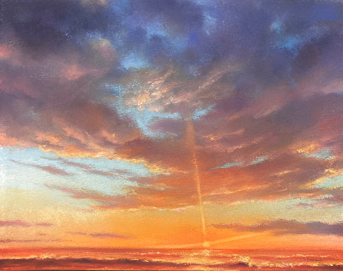 風景画 海景 夕日 サンセット キャンバスに油絵 油彩画 インテリア 額縁入り