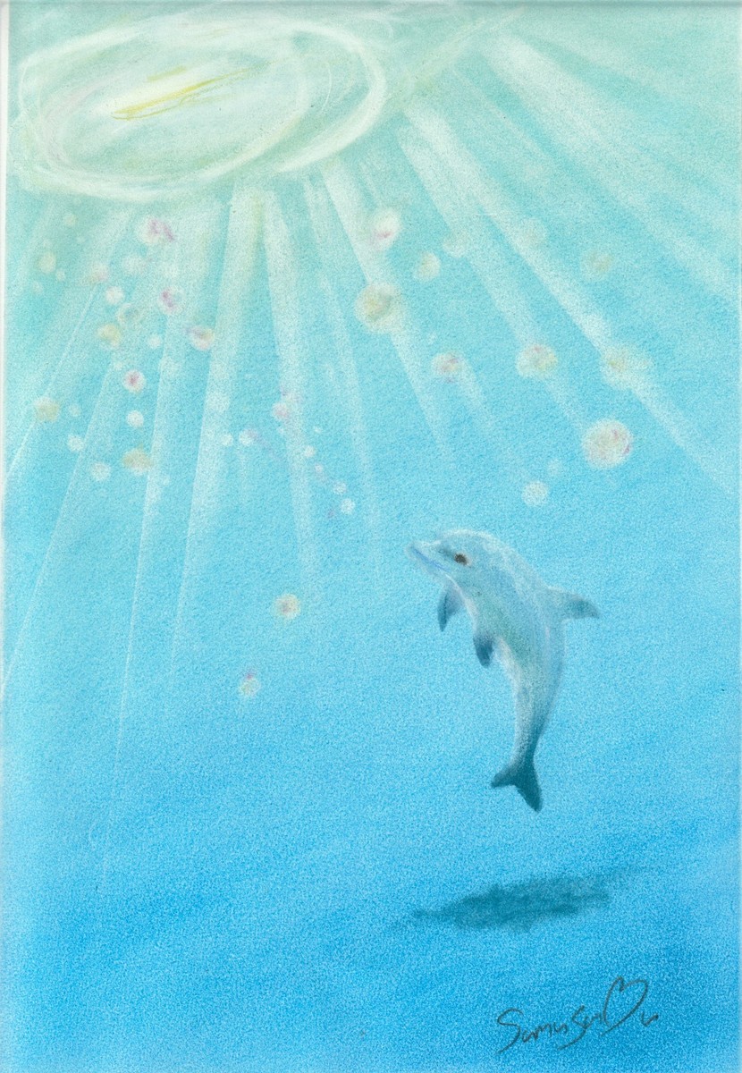 スプレーアートエデン 原画 海とイルカ F6 キャンバス イルカの作品