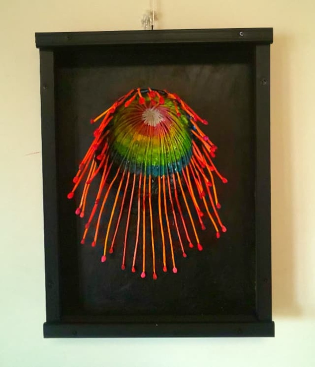 立体絵画の「しだれ花火」
