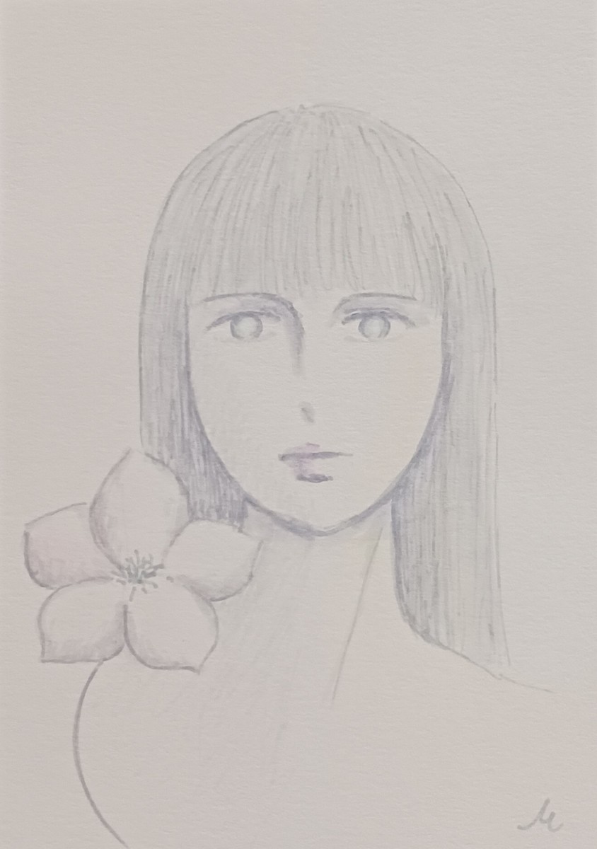 少女と花