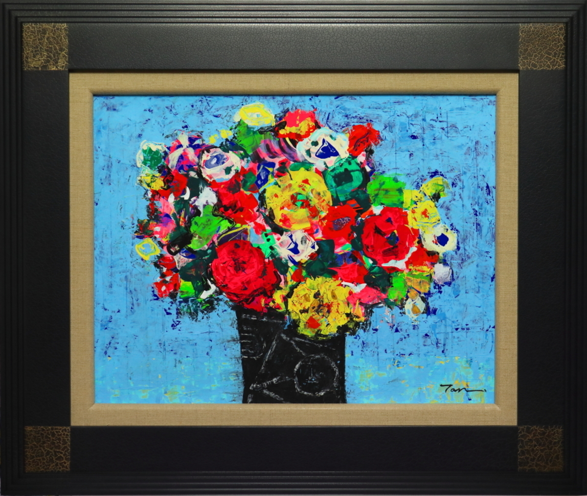 「Flowers」(NO.2514) 6号F ケント紙(0.5ミリ厚)にアクリル絵の具不透明 油彩額