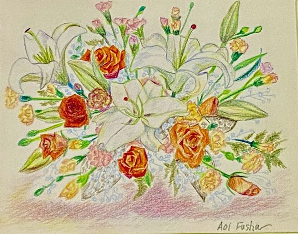 Bloom2(色鉛筆画の花束)