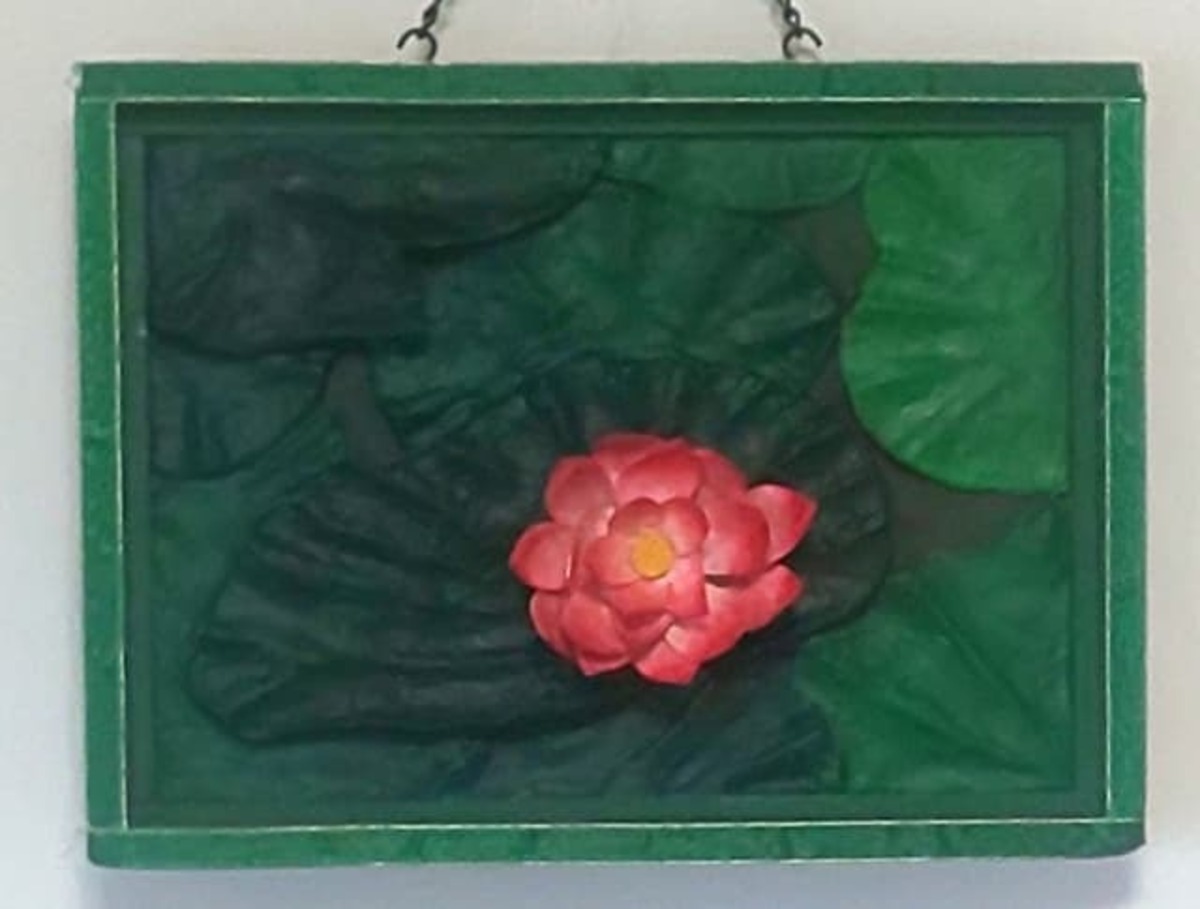 立体絵画の「一輪の睡蓮」(3D アート)