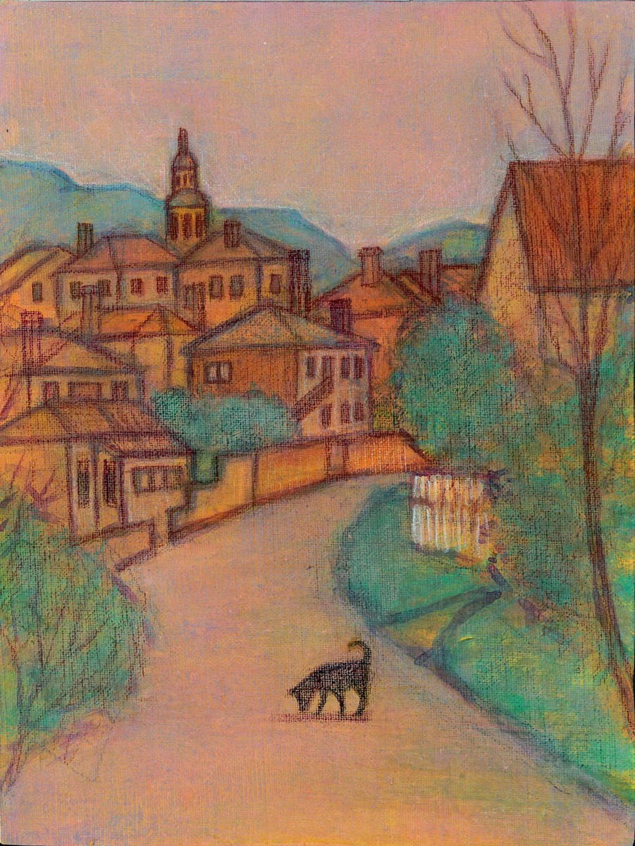 夕暮れの迷い犬