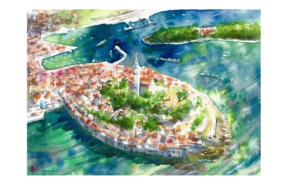 水彩画 原画 クロアチアロヴィニ