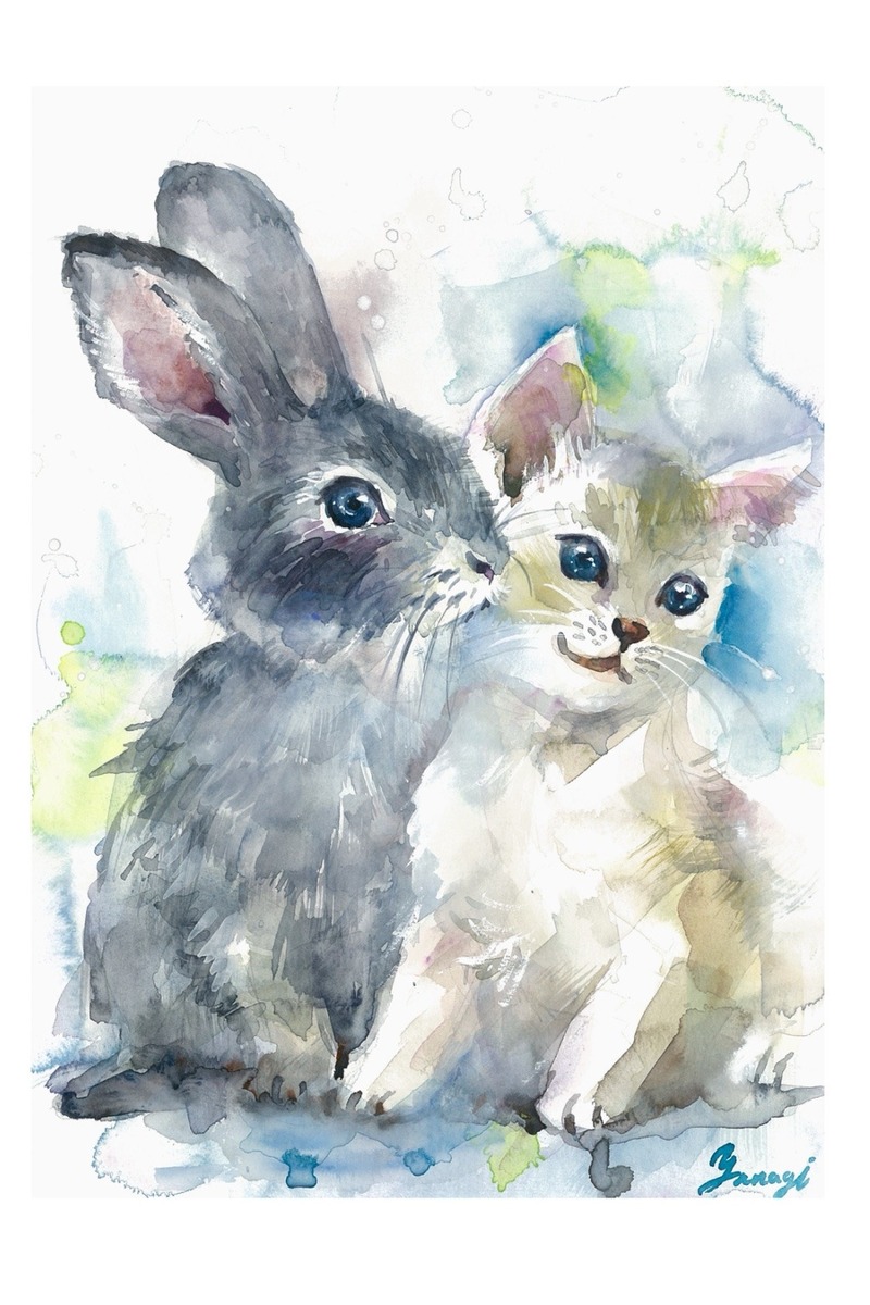 ウサギと子猫