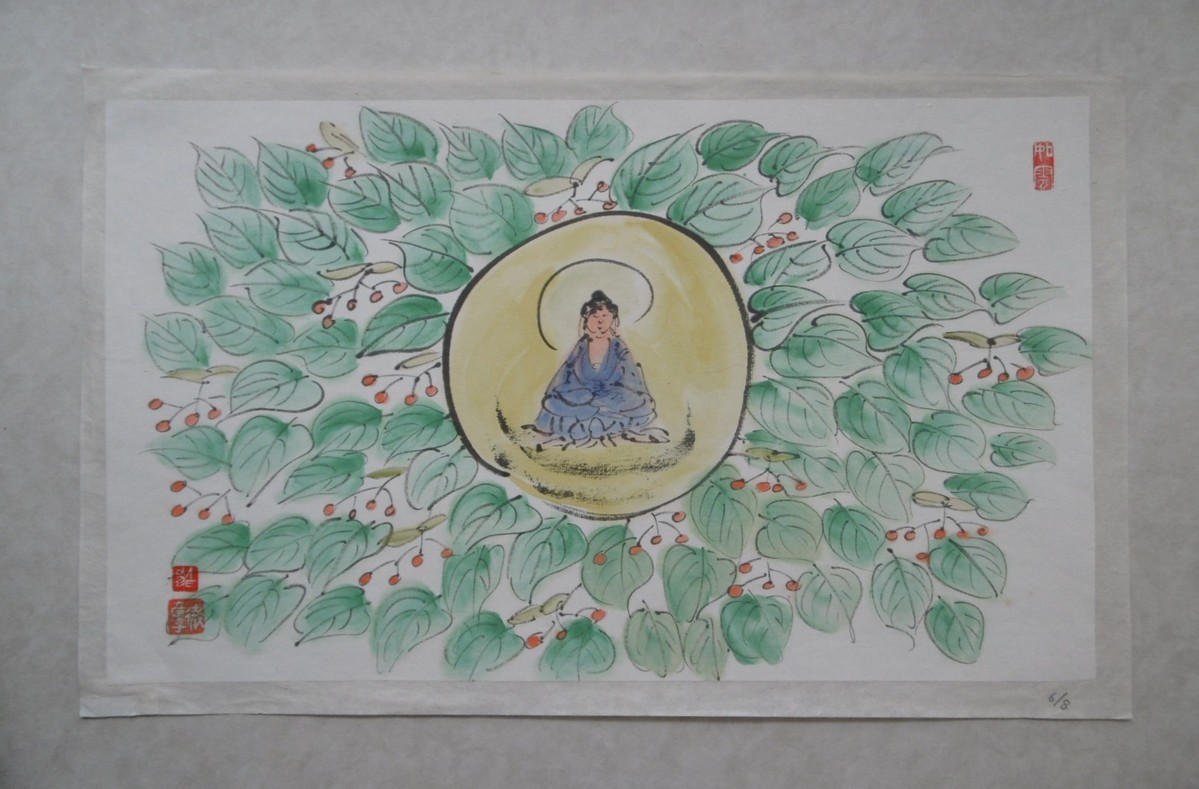 日本画(墨絵) 「お悟り」