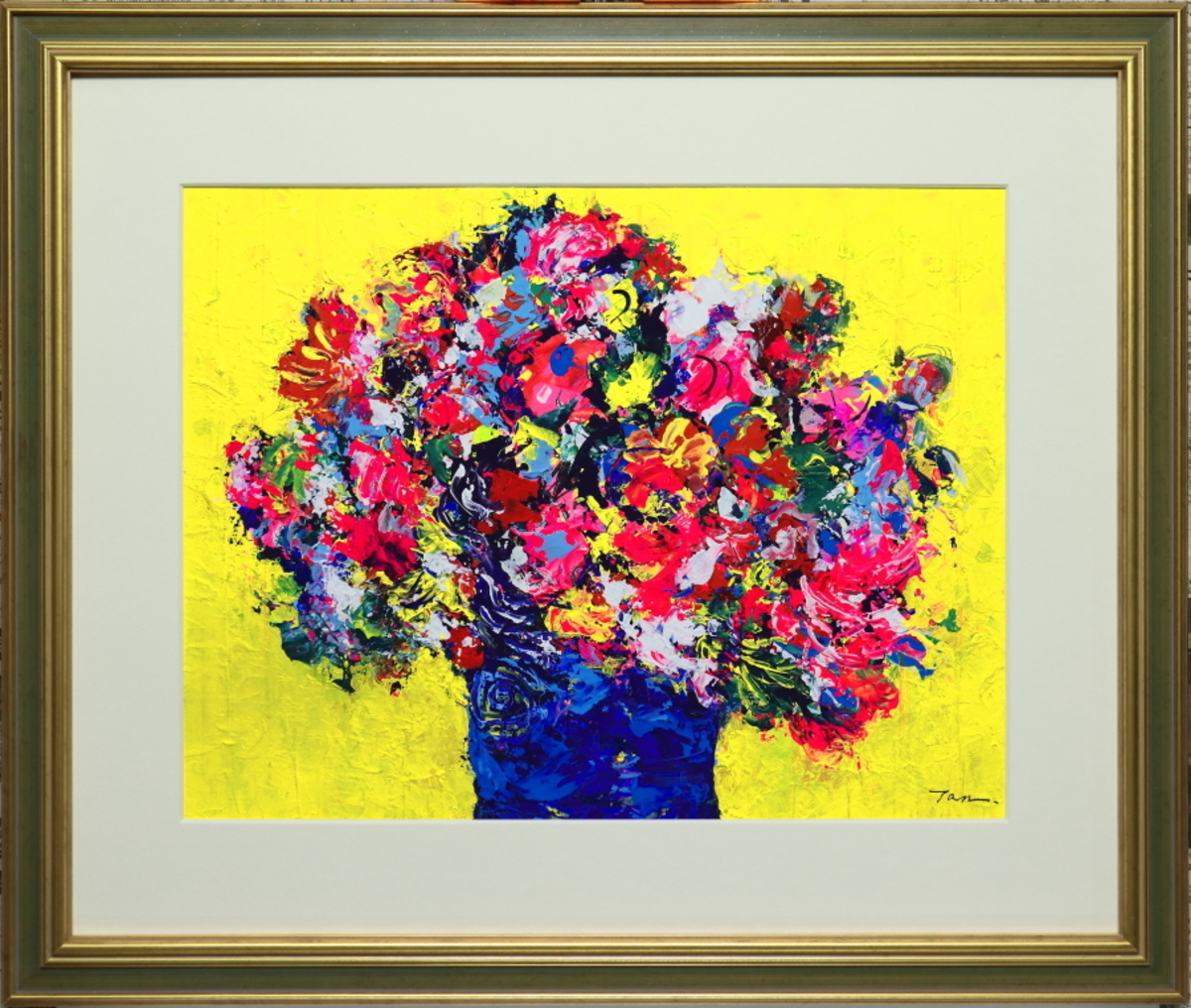 「Flowers」(NO.2522) 6号F ケント紙(0.5ミリ厚)にアクリル絵の具 額付き