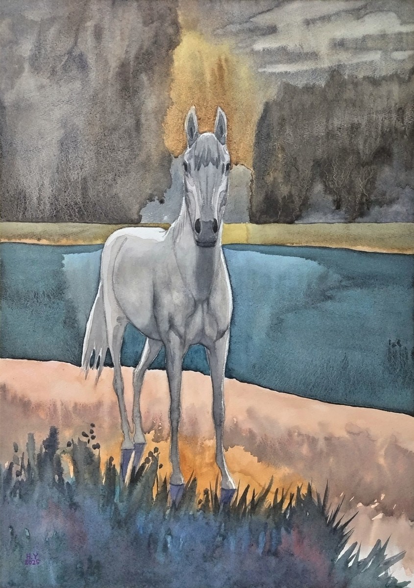 水辺の馬