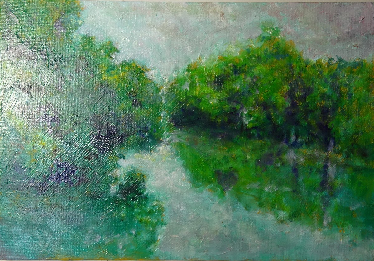 油彩画 水辺風景 SM