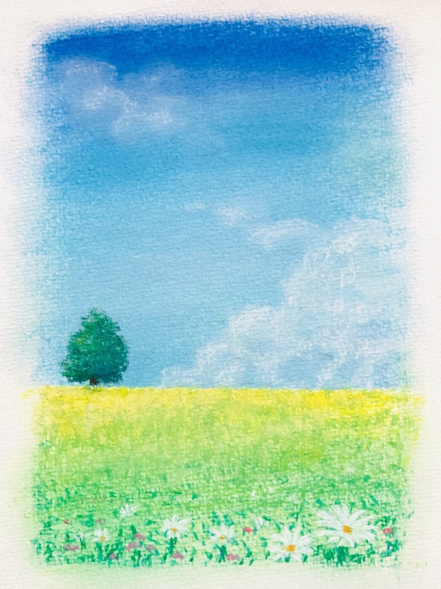 草原と入道雲