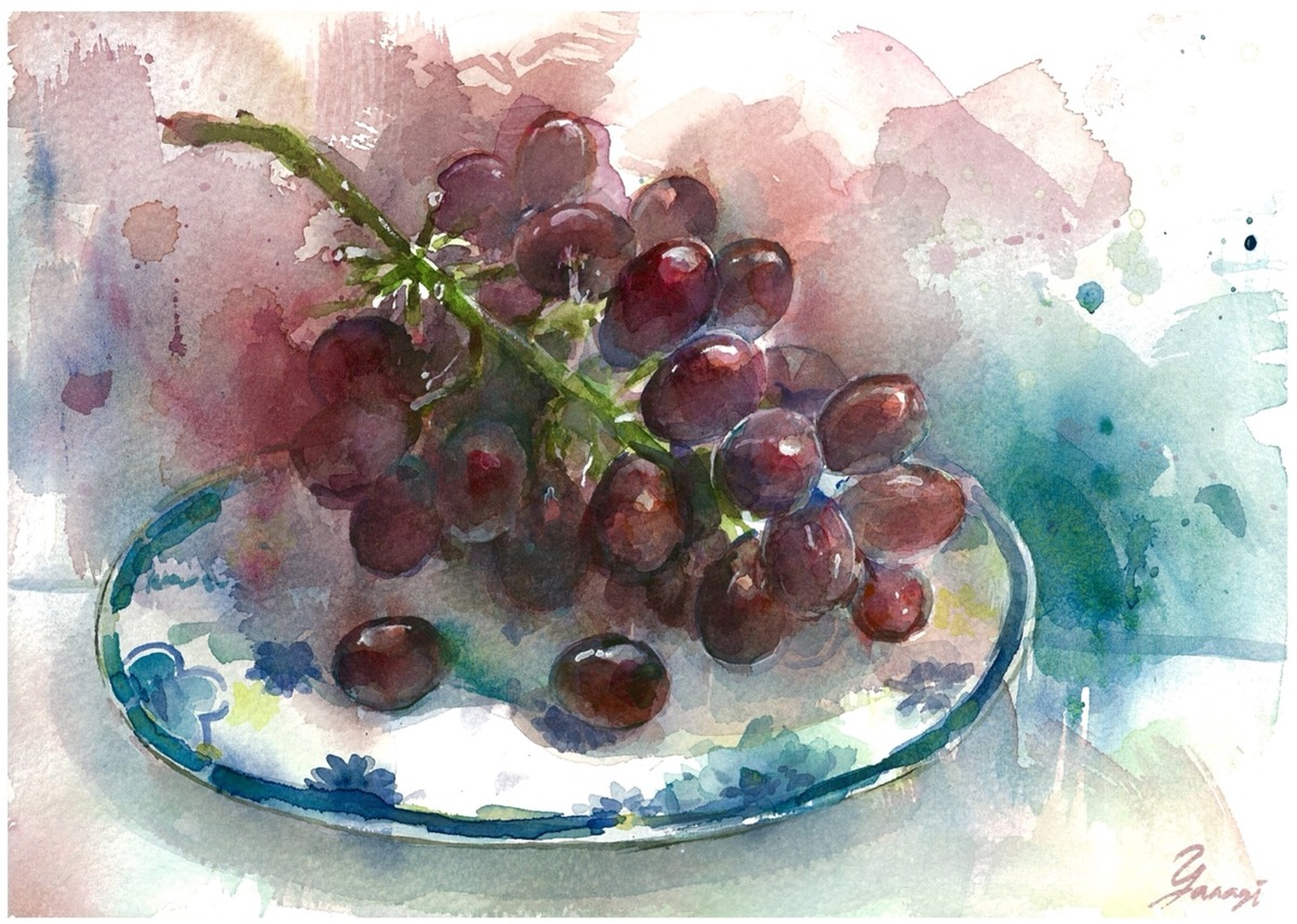 水彩画 原画 マスカットノワール