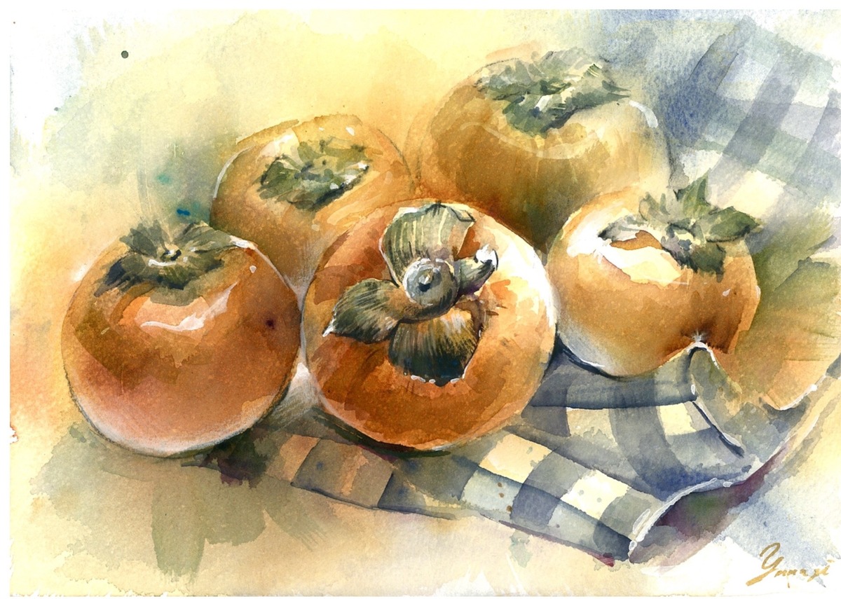 水彩画 原画 実り