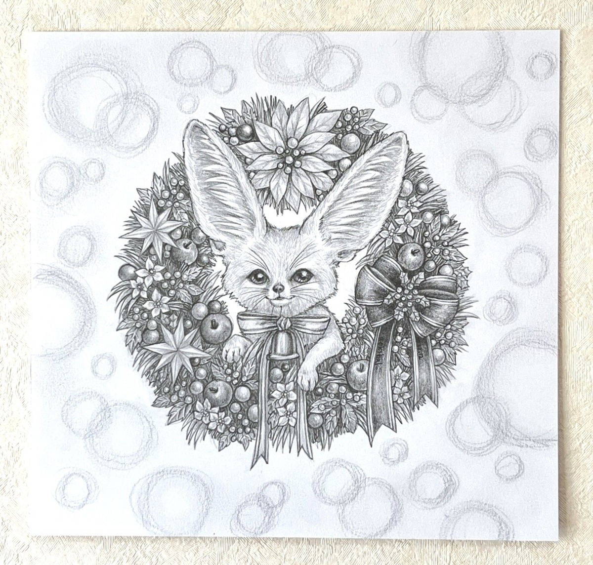 クリスマスリースとフェネック