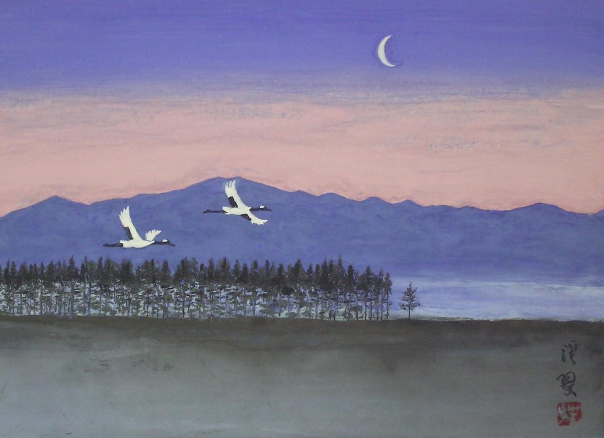 美瑛にタンチョウ(2)