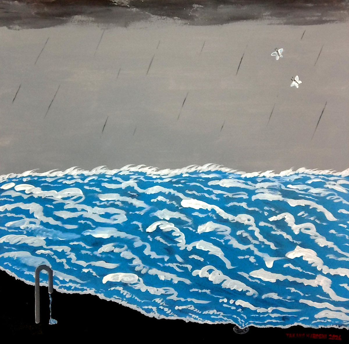 雨の中の蝶と波(242×242)