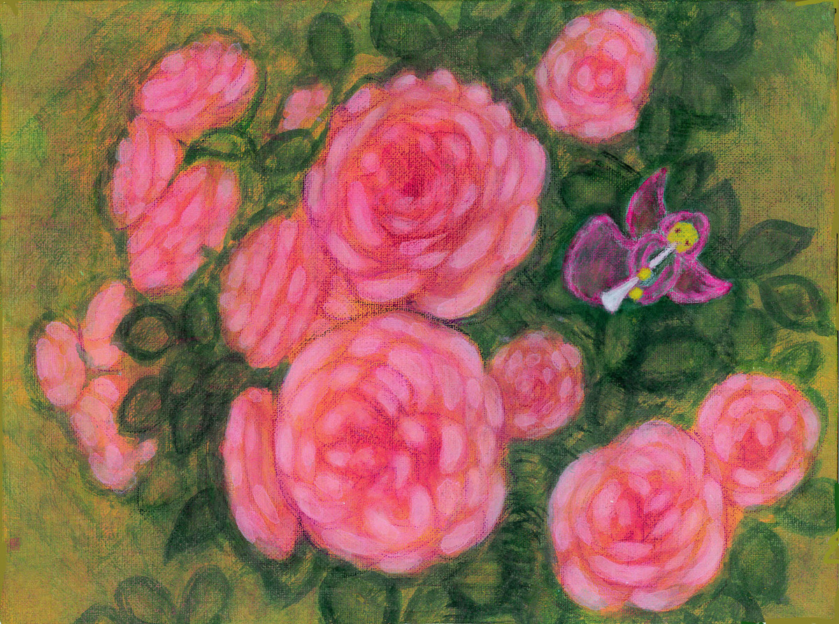 角笛を奏でながら